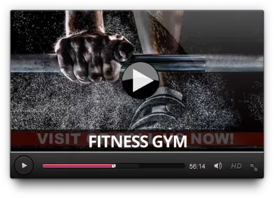 Fitness gym promo video still: an athlete lifting a barbell